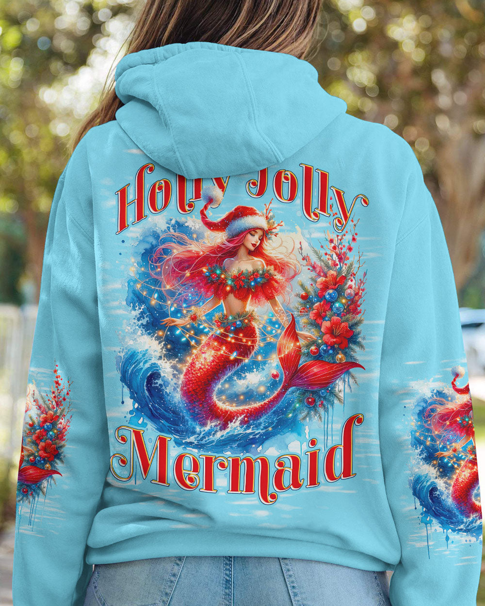 BLISSCORNERS HOLLY JOLLY MERMAID CHRISTMAS ALL OVER PRINT