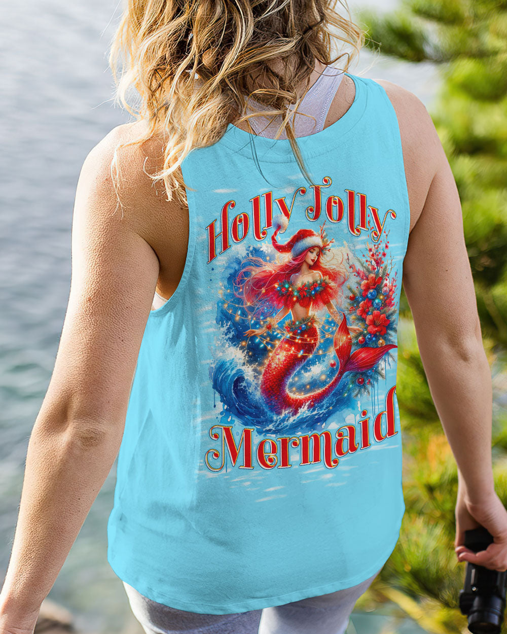 BLISSCORNERS HOLLY JOLLY MERMAID CHRISTMAS ALL OVER PRINT