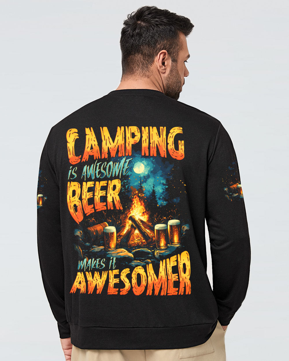 BLISSCORNERS CAMPING IS AWESOME BEER MAKE IT AWESOMER ALL OVER PRINT