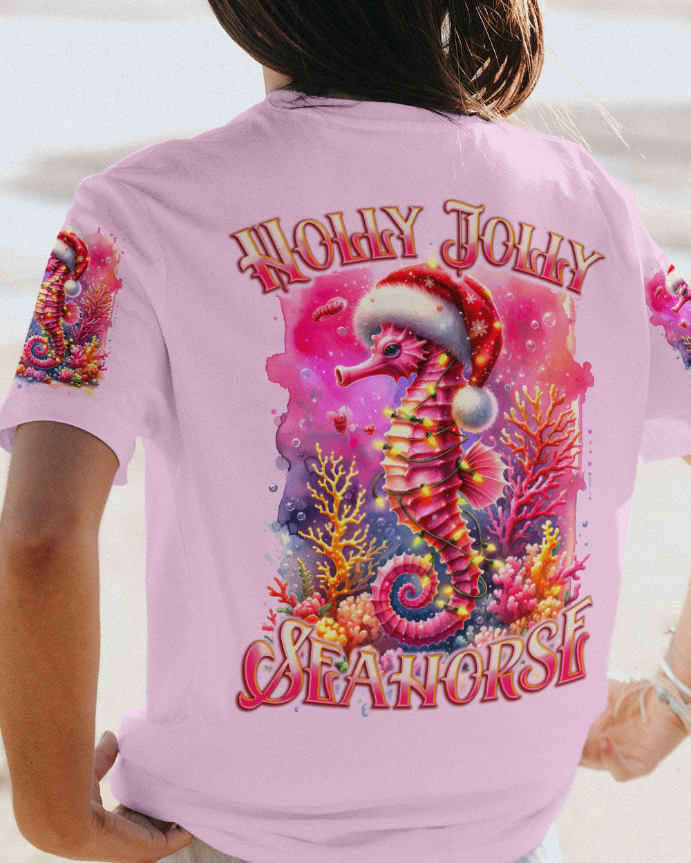 BLISSCORNERS HOLLY JOLLY SEAHORSE CHRISTMAS ALL OVER PRINT