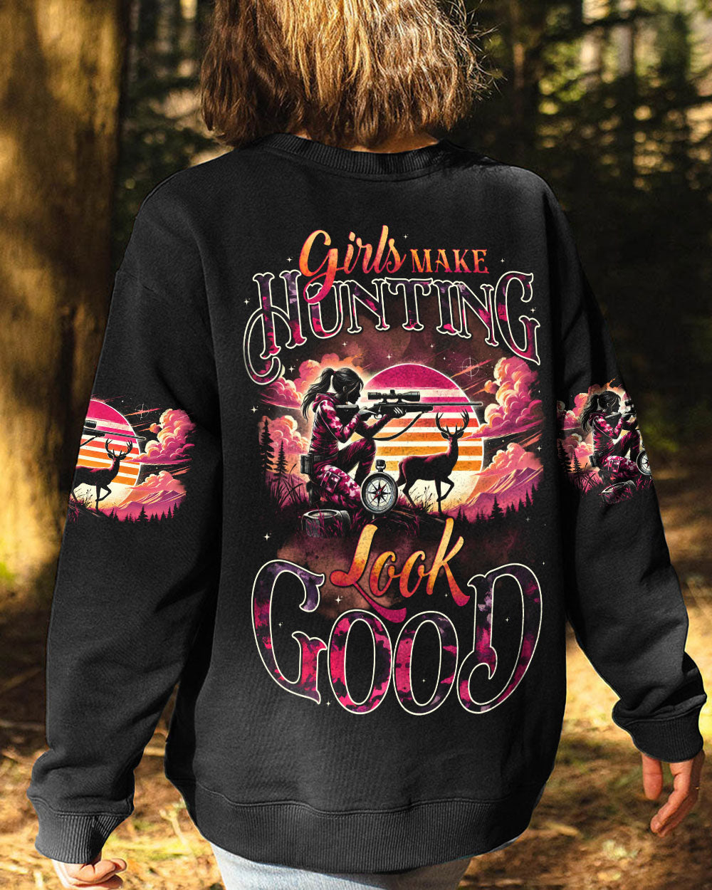 BLISSCORNERS GIRLS MAKE HUNTING LOOK GOOD ALL OVER PRINT