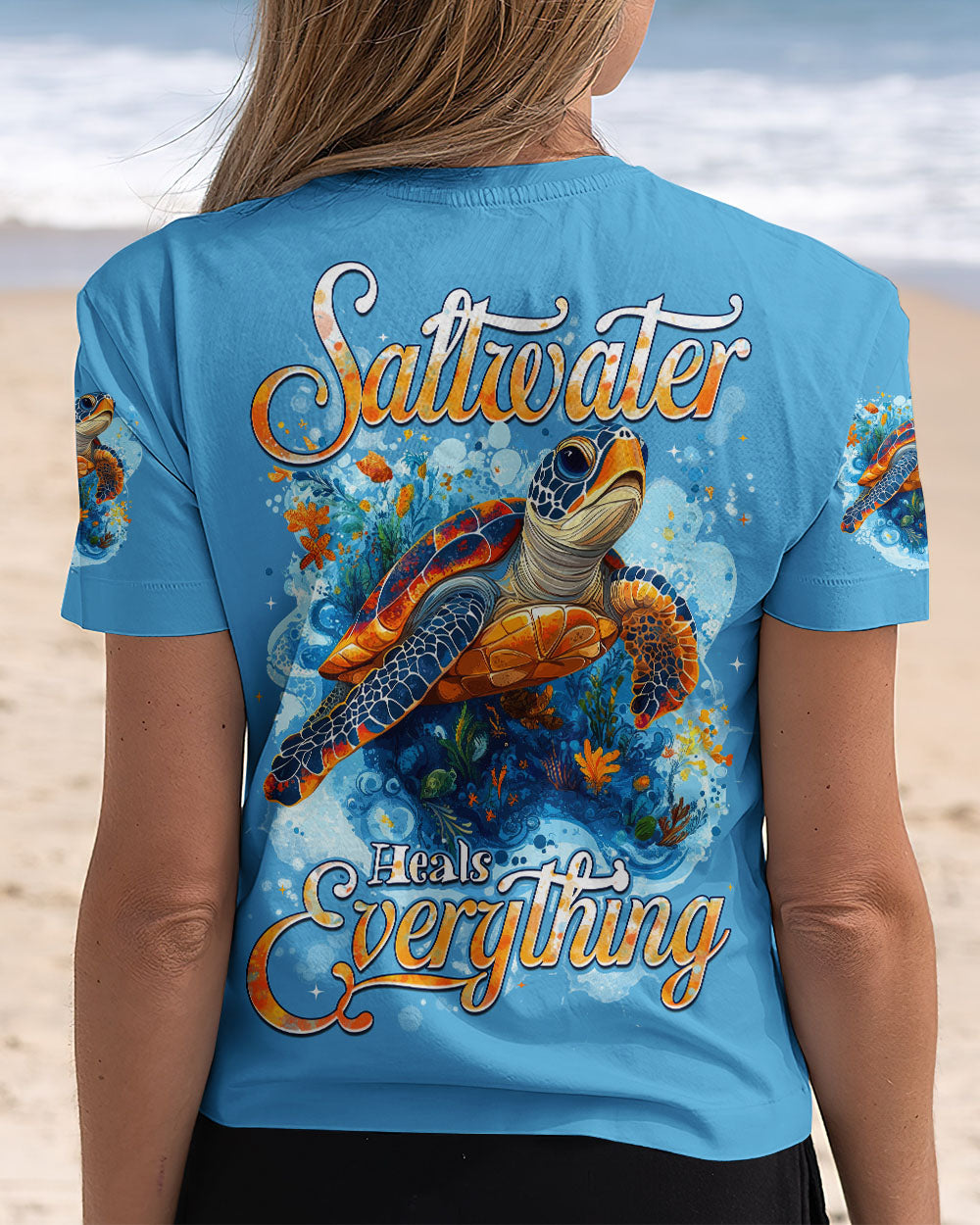 BLISSCORNERS SALTWATER HEALS EVERYTHING TURTLE ALL OVER PRINT
