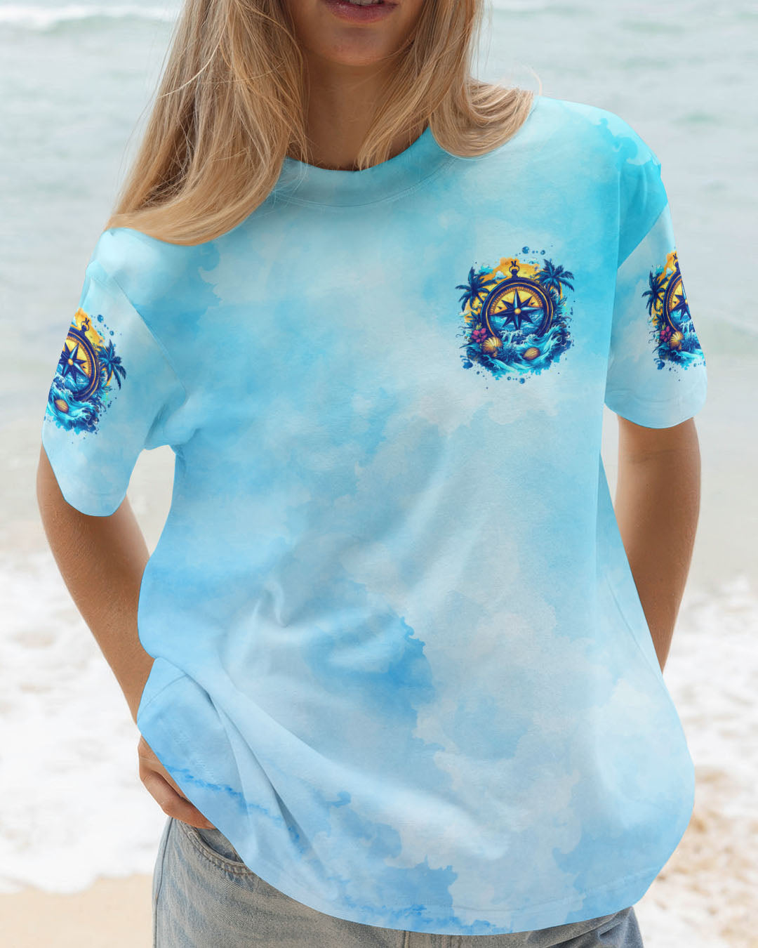 BLISSCORNERS SMELL THE SEA FEEL THE BREEZE COMPASS ALL OVER PRINT