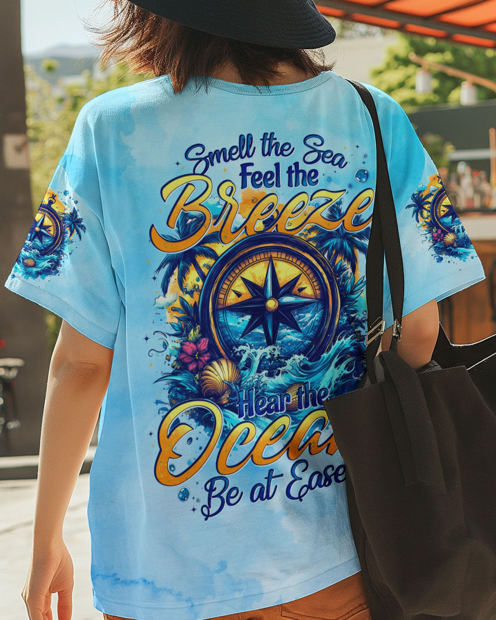 BLISSCORNERS SMELL THE SEA FEEL THE BREEZE COMPASS ALL OVER PRINT