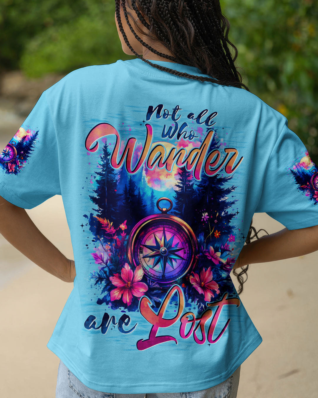 BLISSCORNERS NOT ALL WHO WANDER ARE LOST COMPASS ALL OVER PRINT