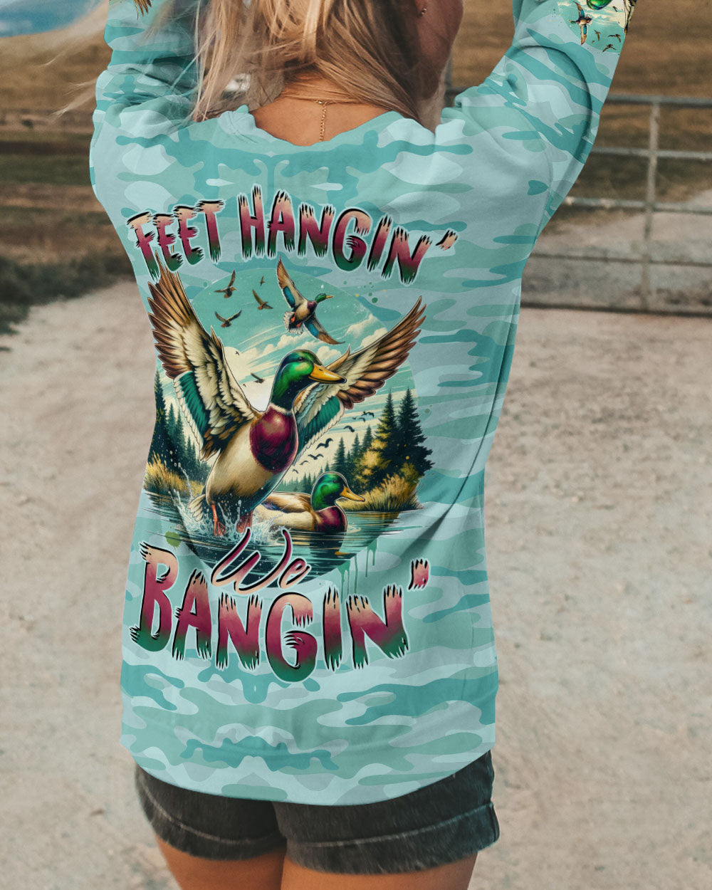 BLISSCORNERS FEET HANGIN' WE BANGIN' HUNTING DUCK CAMO ALL OVER PRINT