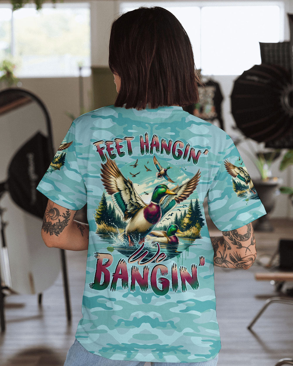 BLISSCORNERS FEET HANGIN' WE BANGIN' HUNTING DUCK CAMO ALL OVER PRINT