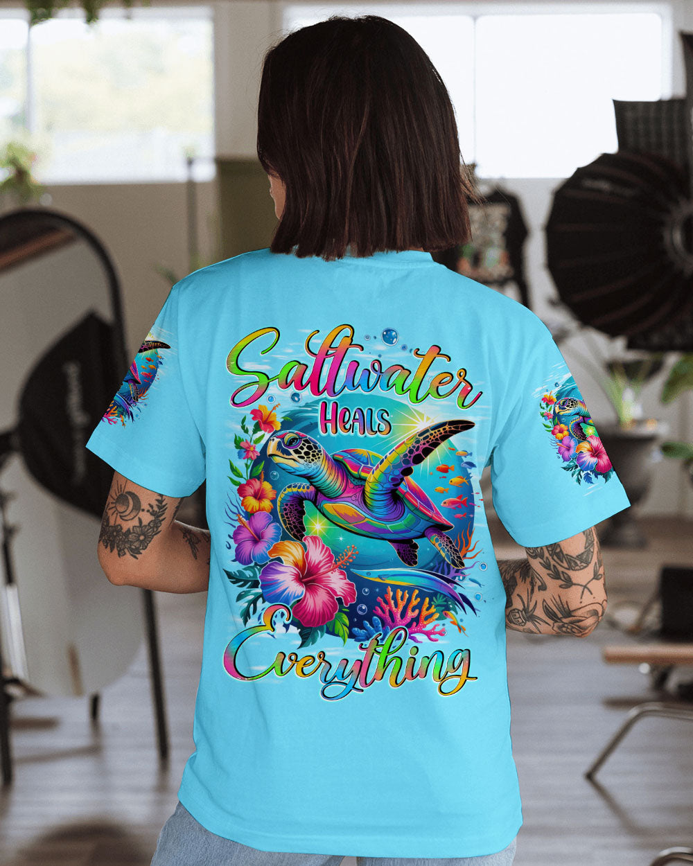 BLISSCORNERS SALTWATER HEALS EVERYTHING TURTLE ALL OVER PRINT