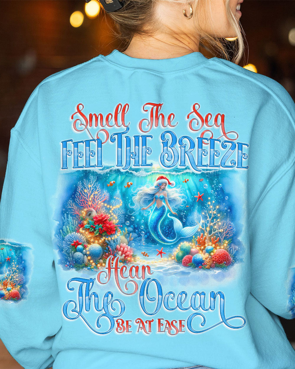 BLISSCORNERS SMELL THE SEA FEEL THE BREEZE MERMAID CHRISTMAS ALL OVER PRINT