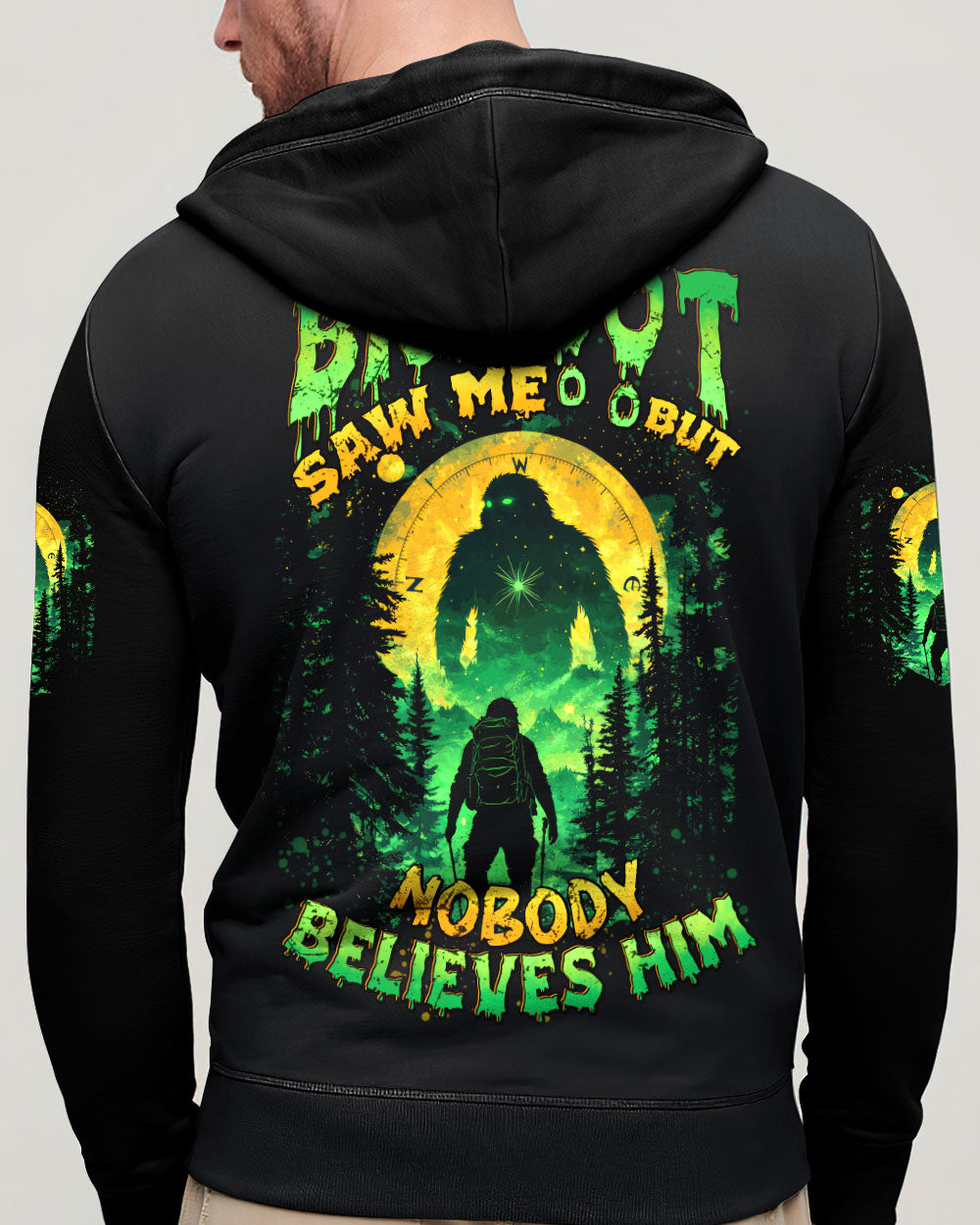 BLISSCORNERS BIGFOOT SAW ME BUT NOBODY BELIEVES HIM ALL OVER PRINT