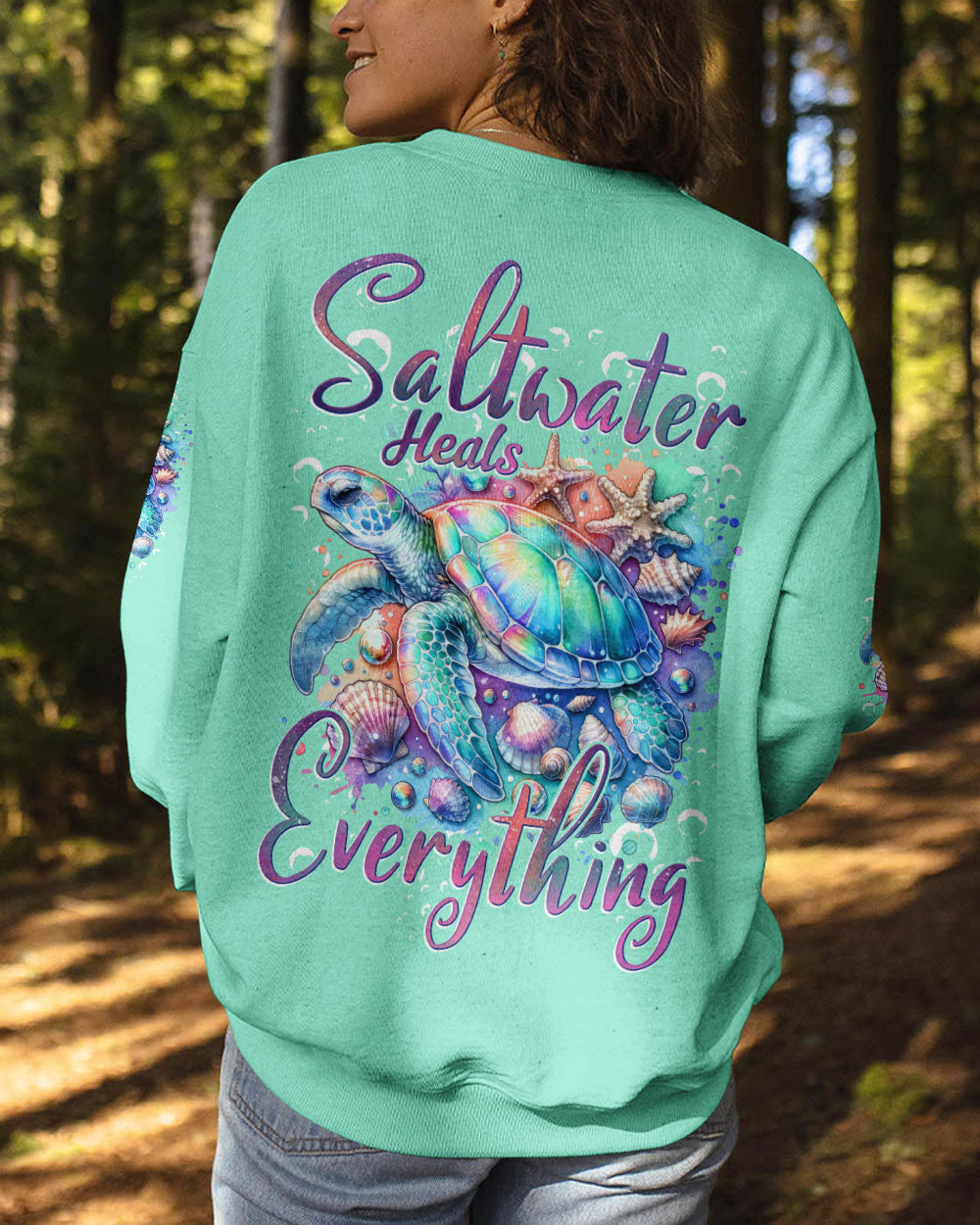 BLISSCORNERS SALTWATER HEALS EVERYTHING TURTLE ALL OVER PRINT