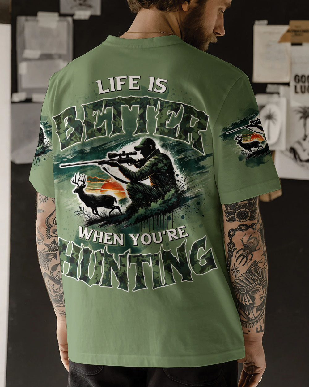 BLISSCORNERS LIFE IS BETTER WHEN YOU'RE HUNTING ALL OVER PRINT
