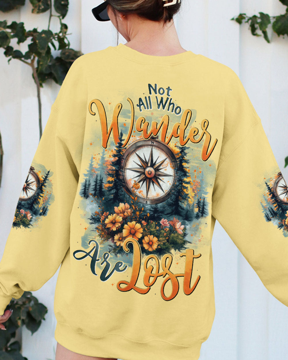 BLISSCORNERS NOT ALL WHO WANDER ARE LOST COMPASS ALL OVER PRINT