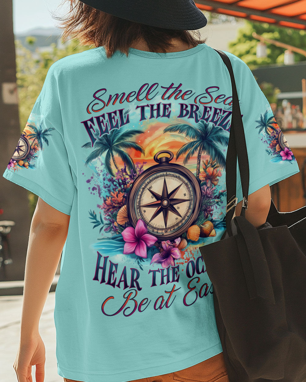 BLISSCORNERS SMELL THE SEA FEEL THE BREEZE COMPASS ALL OVER PRINT