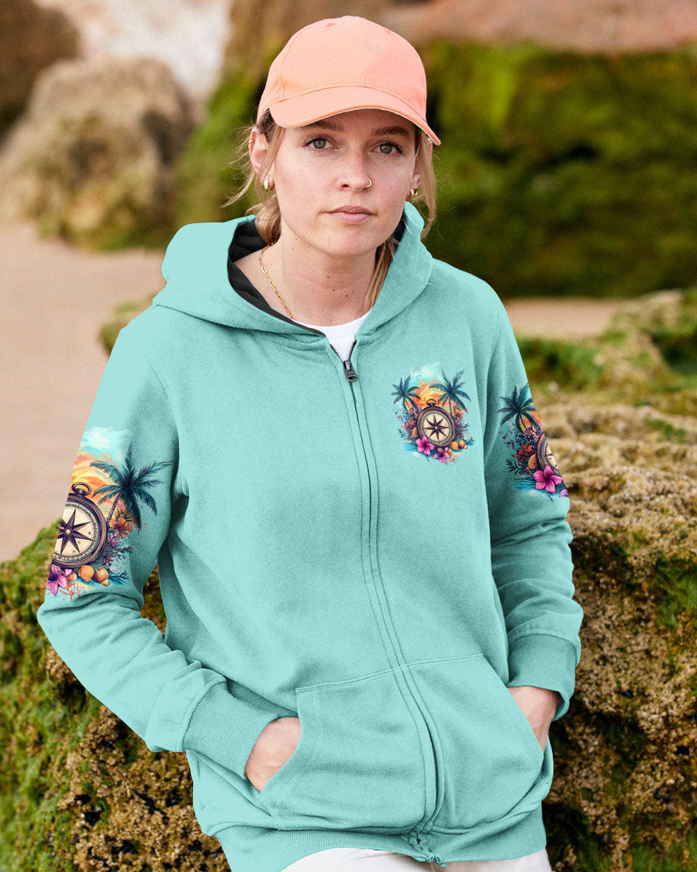 BLISSCORNERS SMELL THE SEA FEEL THE BREEZE COMPASS ALL OVER PRINT