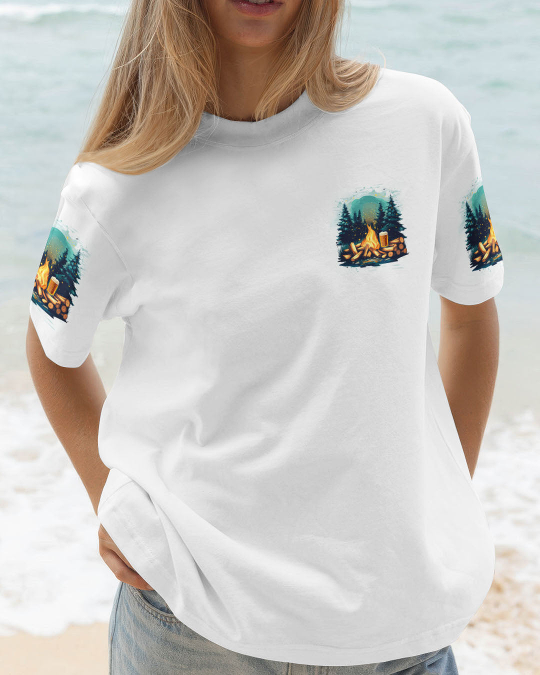 BLISSCORNERS THE FIRE IS THE MAIN COMFORT OF CAMP ALL OVER PRINT