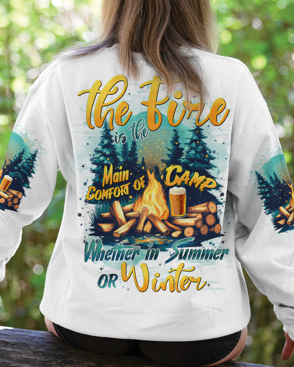 BLISSCORNERS THE FIRE IS THE MAIN COMFORT OF CAMP ALL OVER PRINT
