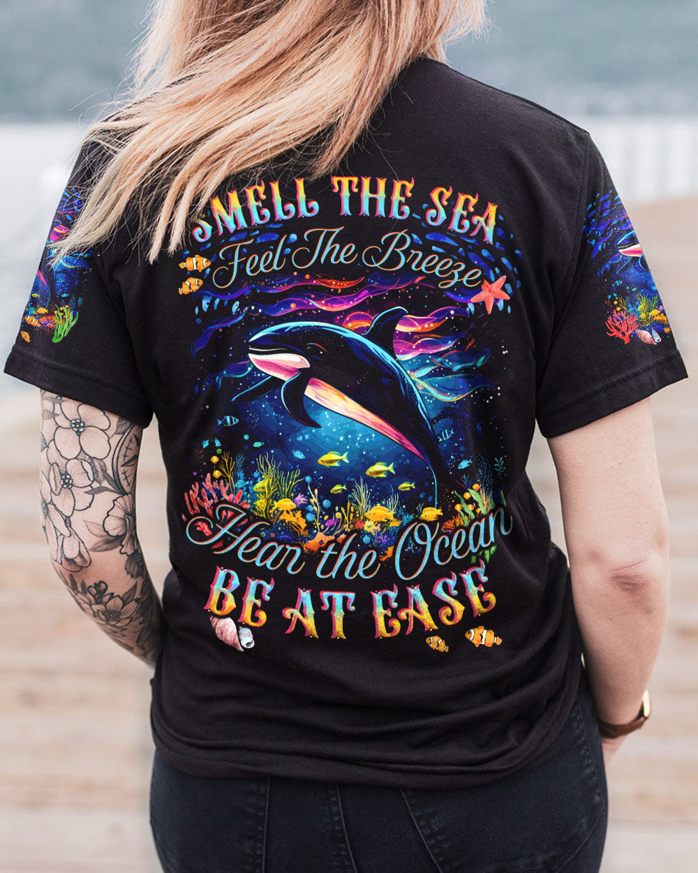 BLISSCORNERS SMELL THE SEA FEEL THE BREEZE ORCA WHALE ALL OVER PRINT