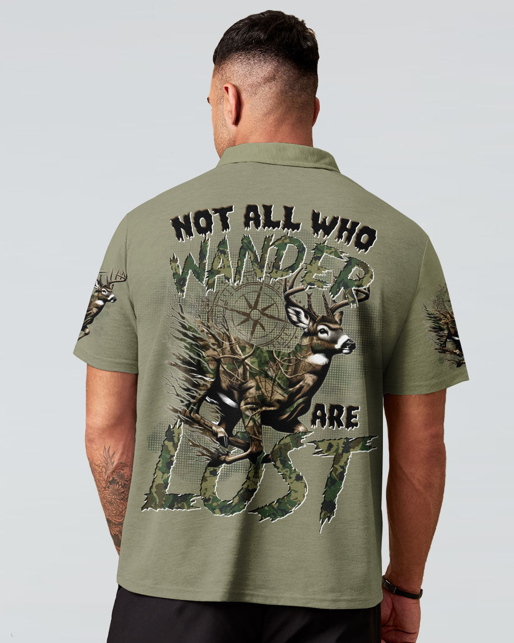 BLISSCORNERS NOT ALL WHO WANDER ARE LOST DEER HUNTING CAMO ALL OVER PRINT