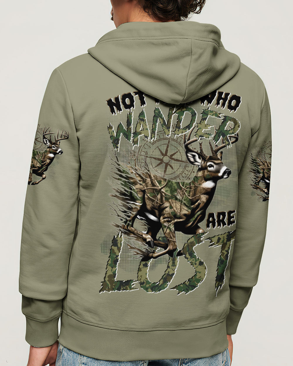 BLISSCORNERS NOT ALL WHO WANDER ARE LOST DEER HUNTING CAMO ALL OVER PRINT