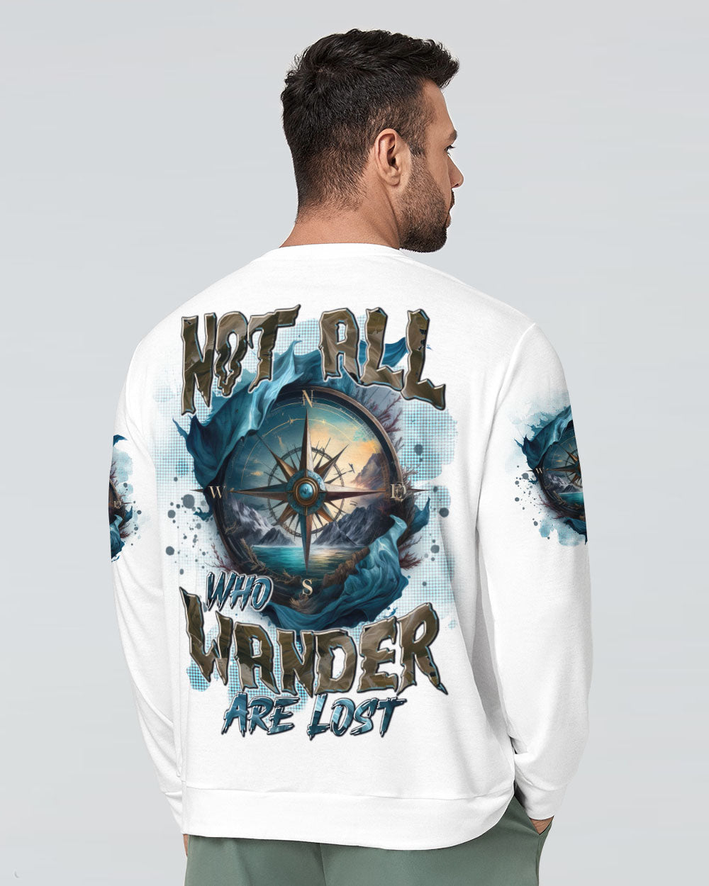 BLISSCORNERS NOT ALL WHO WANDER ARE LOST COMPASS ALL OVER PRINT