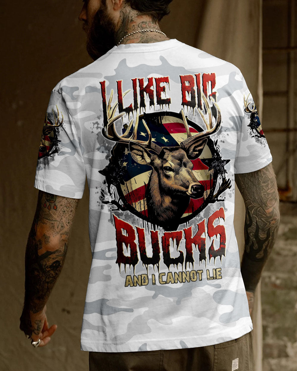 BLISSCORNERS I LIKE BIG BUCKS AND I CANNOT LIE HUNTING CAMO ALL OVER PRINT