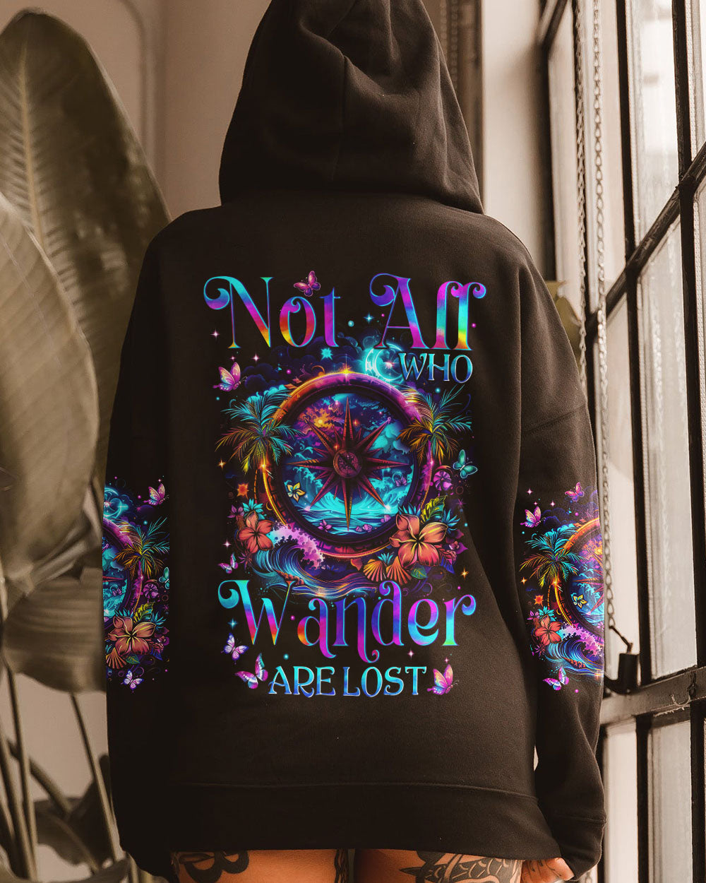 BLISSCORNERS NOT ALL WHO WANDER ARE LOST COMPASS ALL OVER PRINT