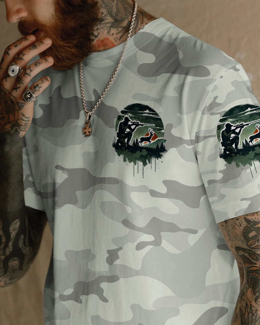 BLISSCORNERS BORN TO HUNT FORCED TO WORK ALL OVER PRINT