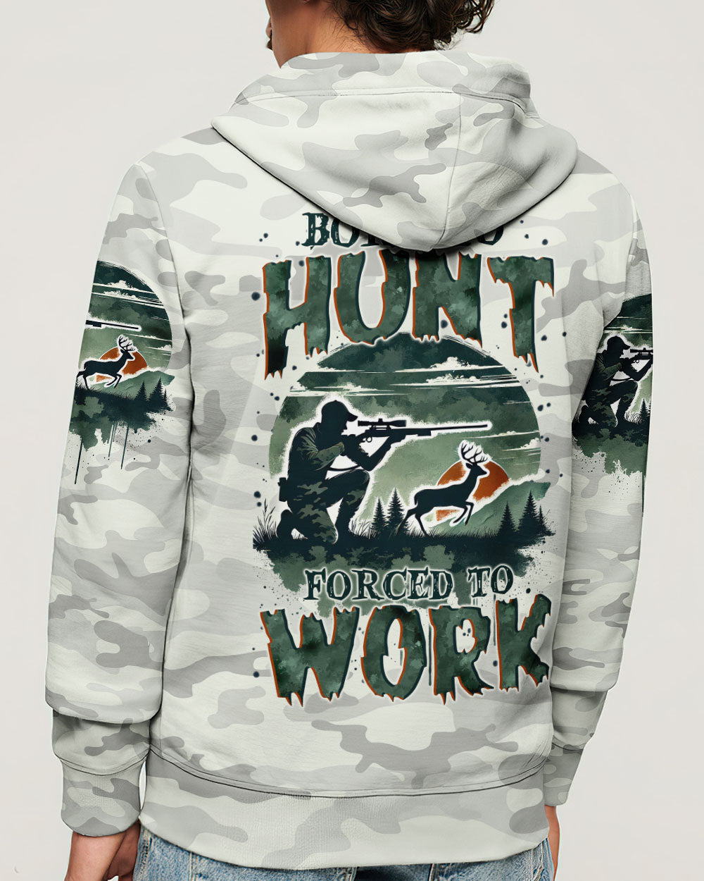 BLISSCORNERS BORN TO HUNT FORCED TO WORK ALL OVER PRINT