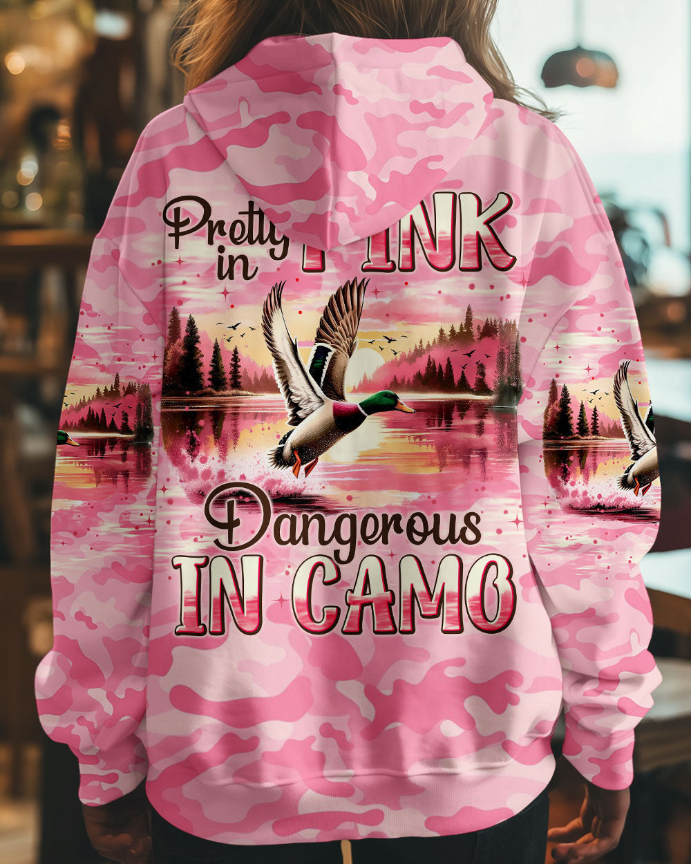 BLISSCORNERS PRETTY IN PINK DUCK HUNTING ALL OVER PRINT