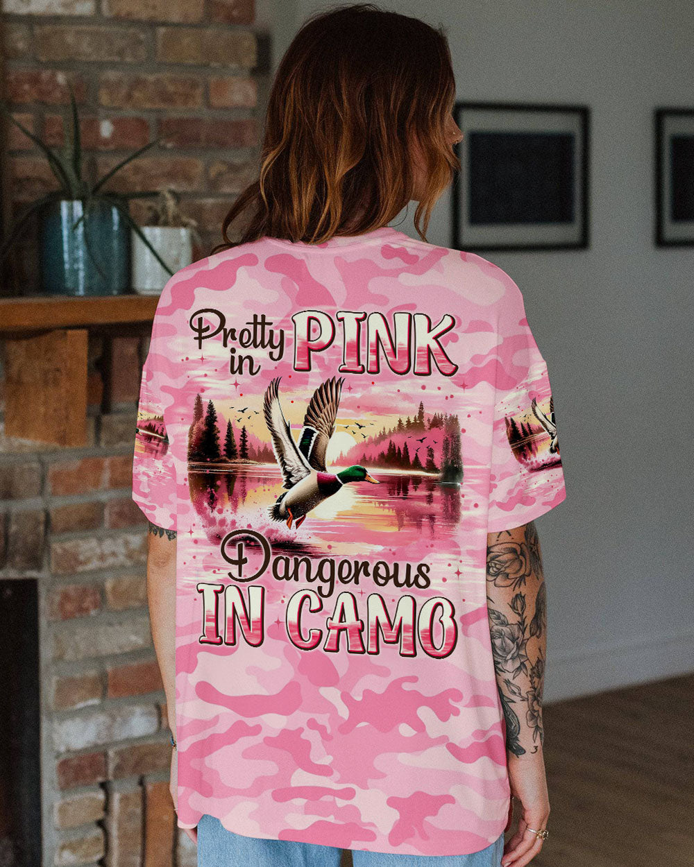 BLISSCORNERS PRETTY IN PINK DUCK HUNTING ALL OVER PRINT