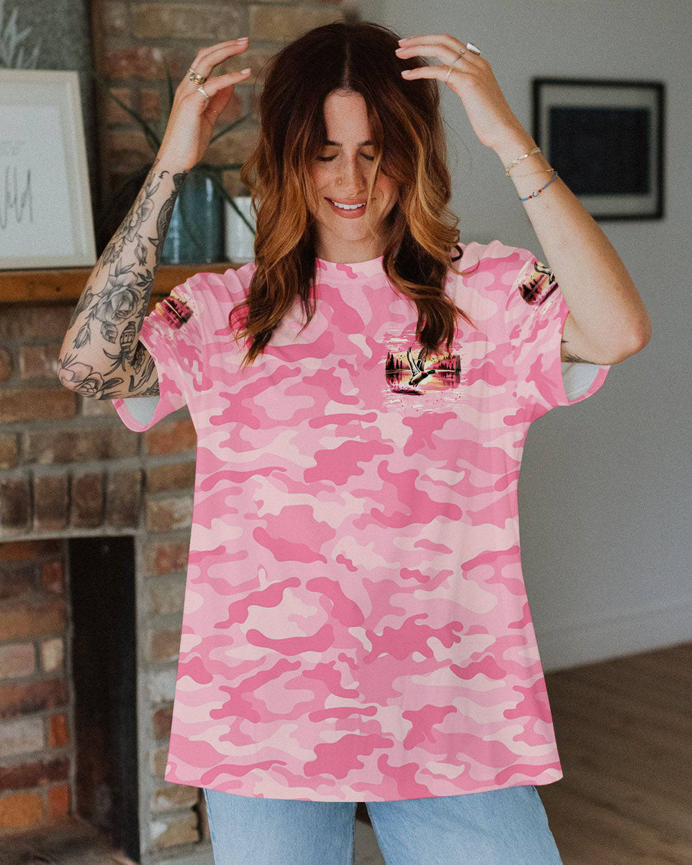 BLISSCORNERS PRETTY IN PINK DUCK HUNTING ALL OVER PRINT