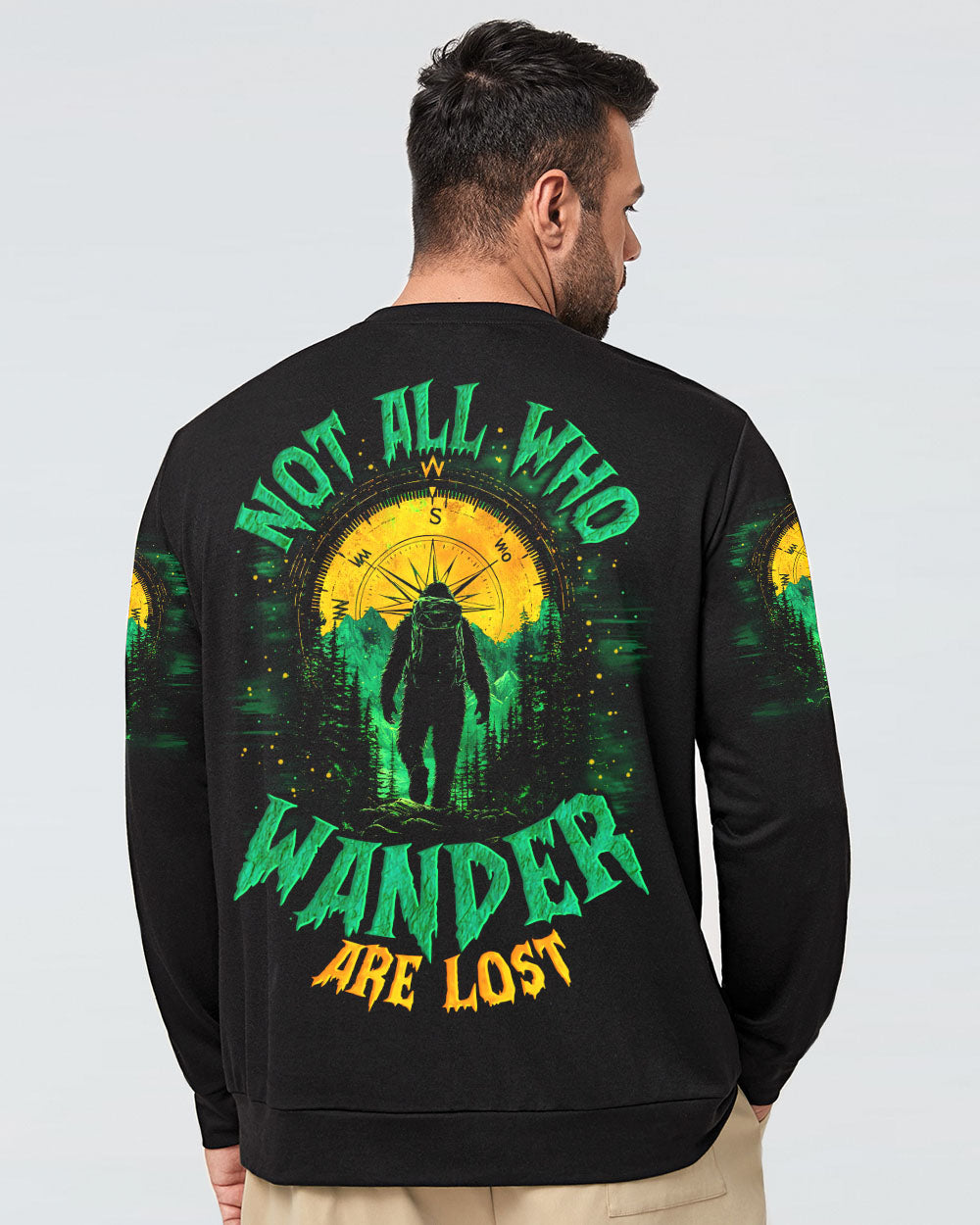 BLISSCORNERS NOT ALL WHO WANDER ARE LOST BIGFOOT ALL OVER PRINT