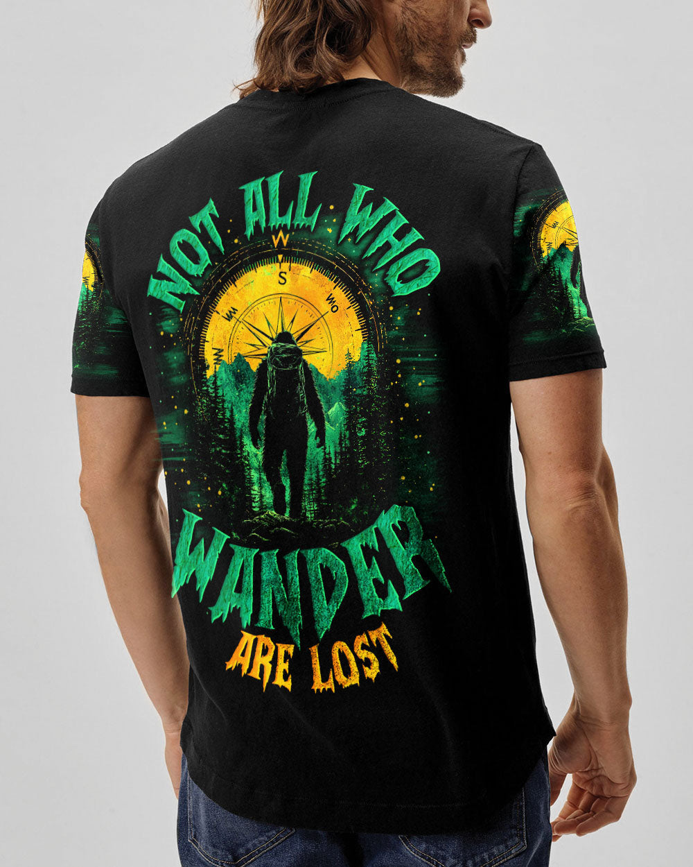 BLISSCORNERS NOT ALL WHO WANDER ARE LOST BIGFOOT ALL OVER PRINT