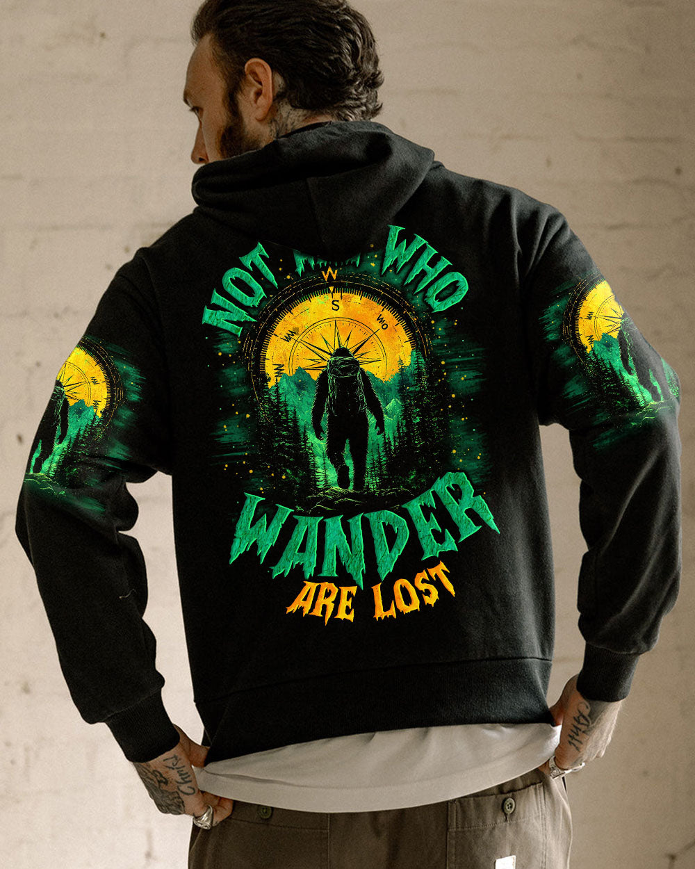 BLISSCORNERS NOT ALL WHO WANDER ARE LOST BIGFOOT ALL OVER PRINT