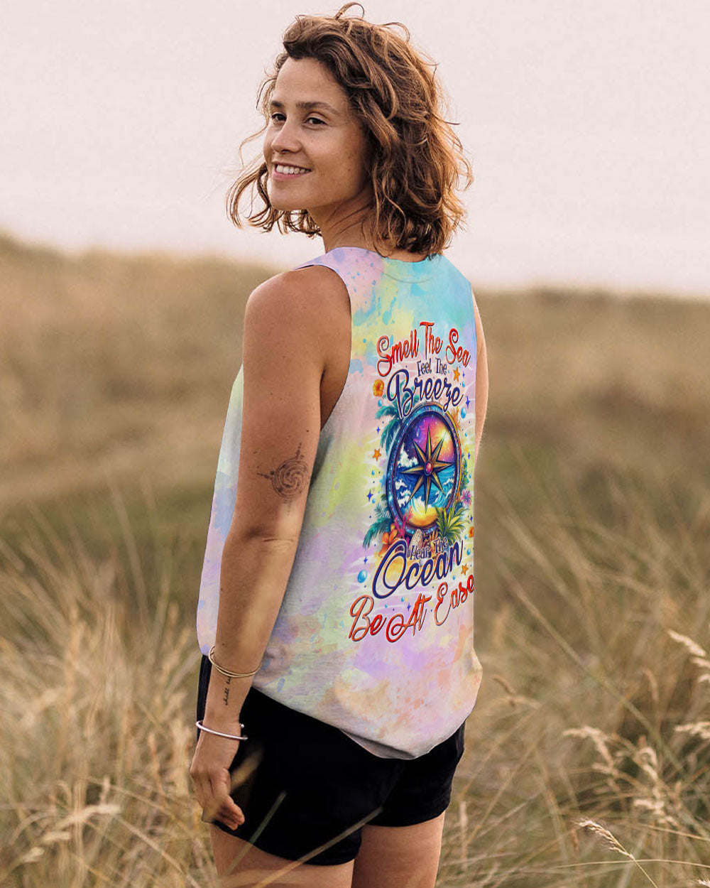 BLISSCORNERS SMELL THE SEA FEEL THE BREEZE COMPASS ALL OVER PRINT