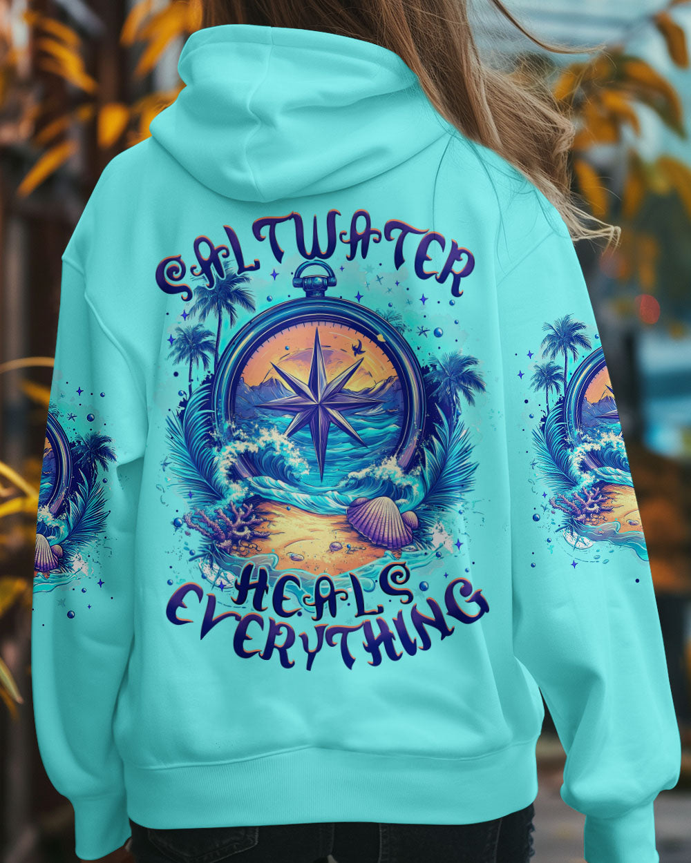 BLISSCORNERS SALTWATER HEALS EVERYTHING COMPASS ALL OVER PRINT
