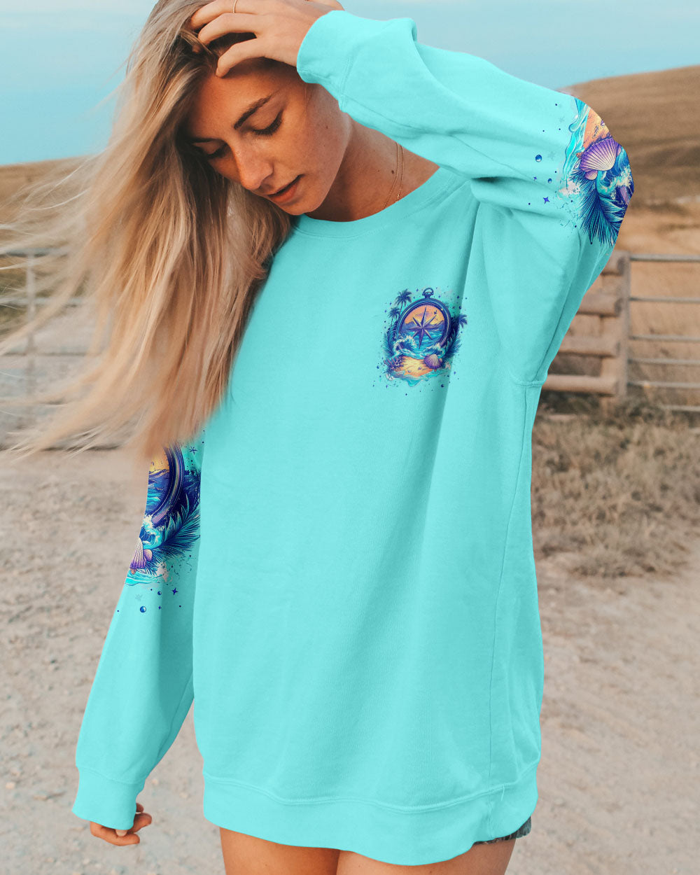 BLISSCORNERS SALTWATER HEALS EVERYTHING COMPASS ALL OVER PRINT