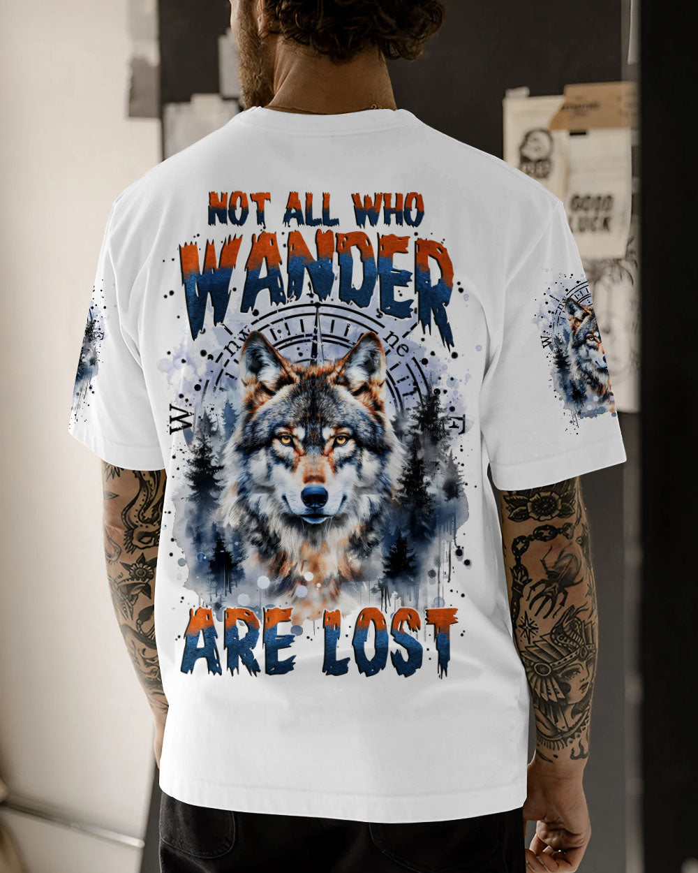 BLISSCORNERS NOT ALL WHO WANDER ARE LOST WOLF ALL OVER PRINT