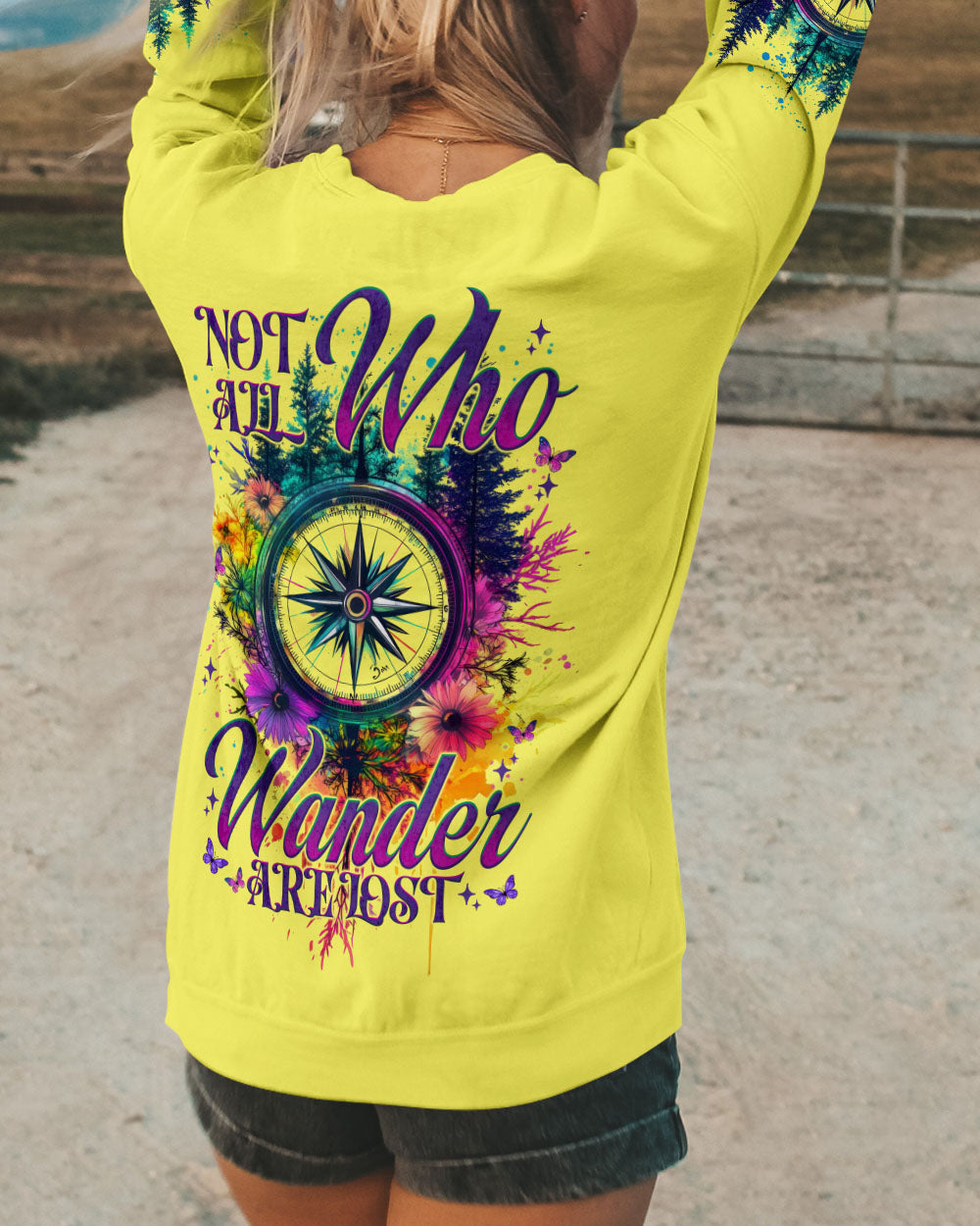 BLISSCORNERS NOT ALL WHO WANDER ARE LOST COMPASS ALL OVER PRINT