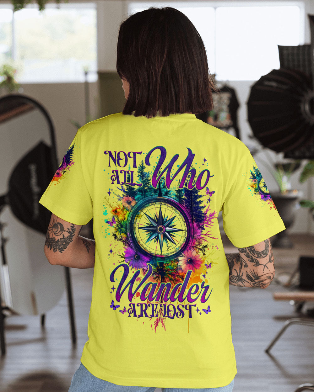 BLISSCORNERS NOT ALL WHO WANDER ARE LOST COMPASS ALL OVER PRINT
