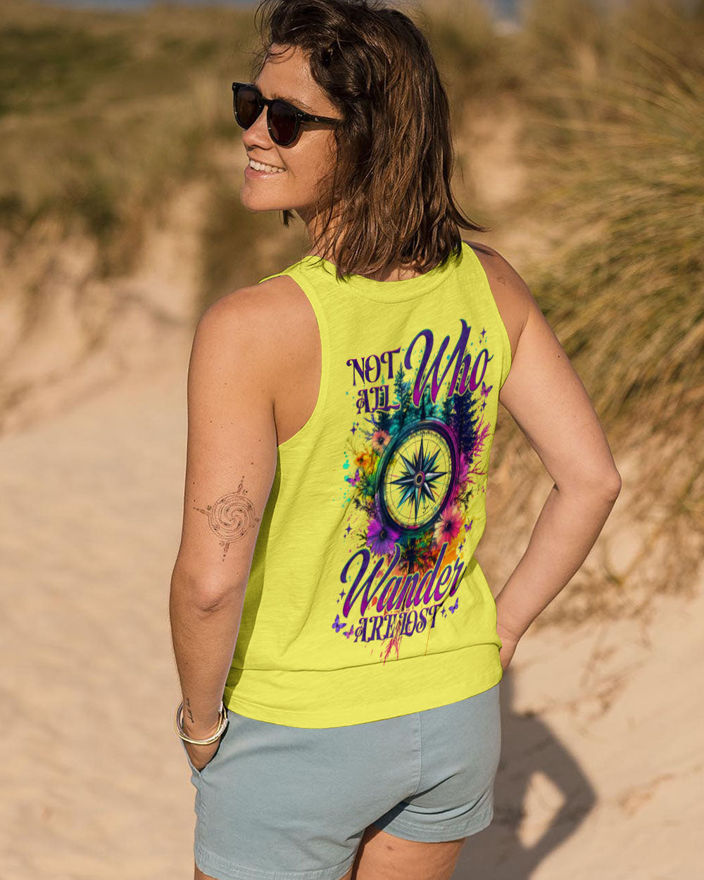 BLISSCORNERS NOT ALL WHO WANDER ARE LOST COMPASS ALL OVER PRINT