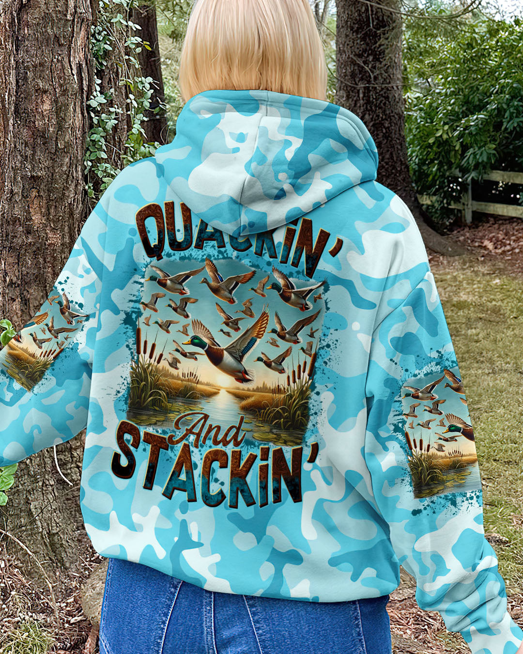 BLISSCORNERS QUACKIN' AND STACKIN' HUNTING DUCK CAMO ALL OVER PRINT