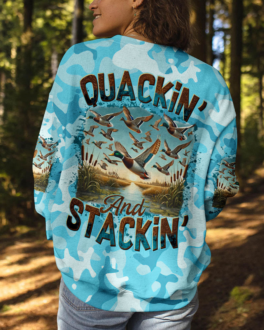 BLISSCORNERS QUACKIN' AND STACKIN' HUNTING DUCK CAMO ALL OVER PRINT