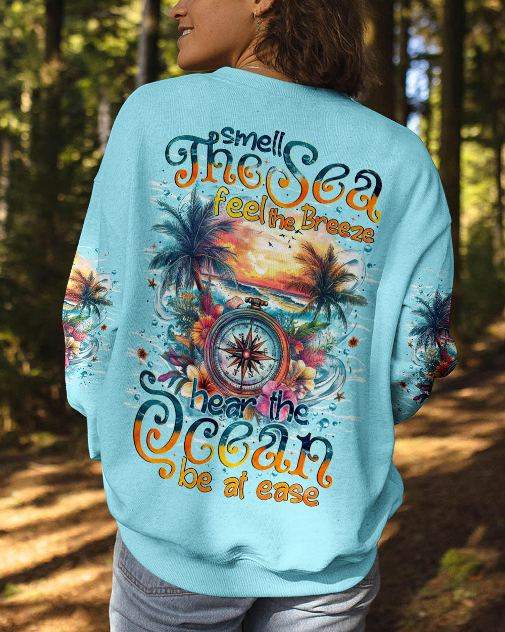 BLISSCORNERS SMELL THE SEA FEEL THE BREEZE COMPASS ALL OVER PRINT