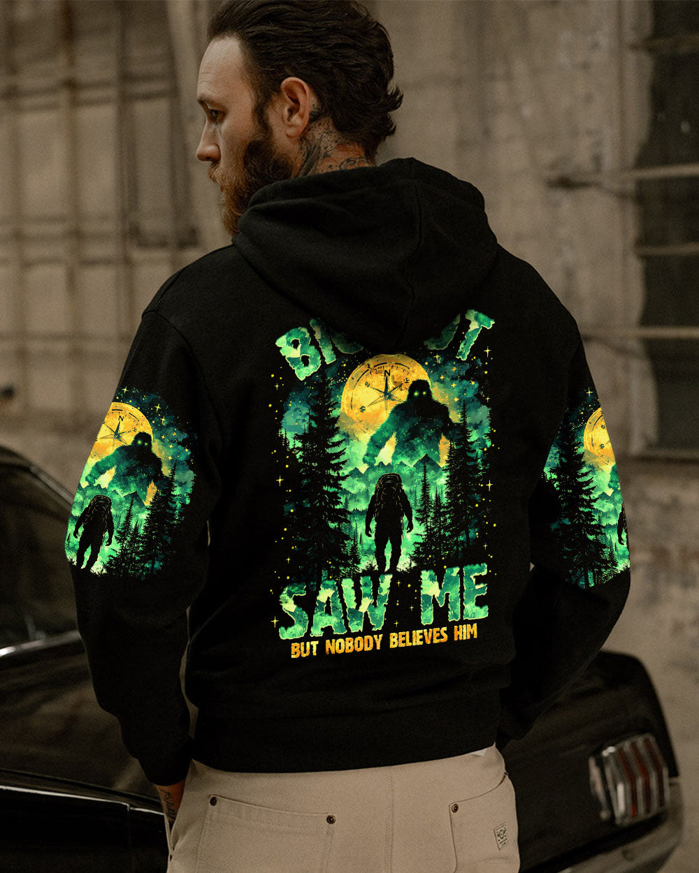 BLISSCORNERS BIGFOOT SAW ME BUT NOBODY BELIEVES HIM ALL OVER PRINT