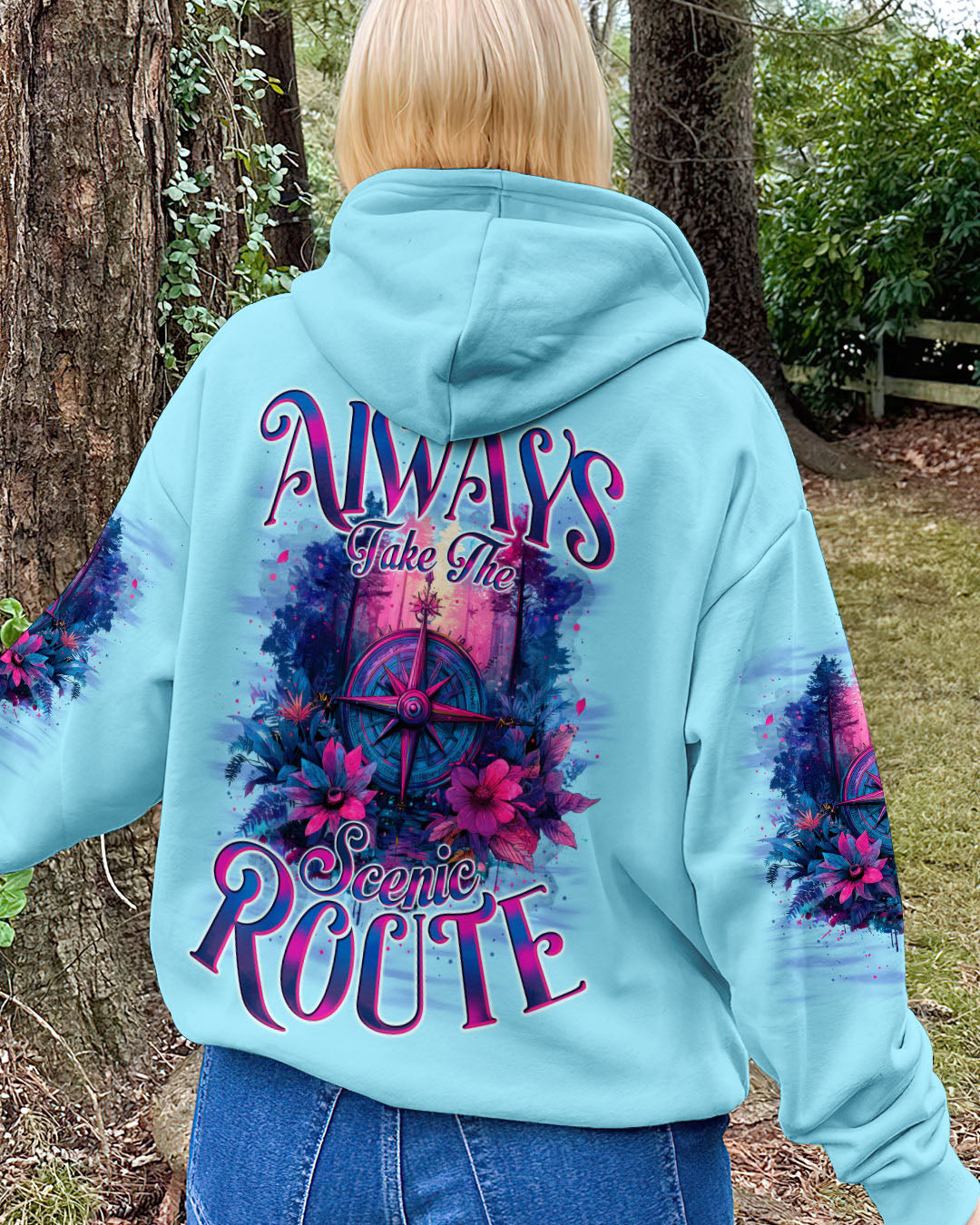 BLISSCORNERS ALWAYS TAKE THE SCENIC ROUTE COMPASS ALL OVER PRINT