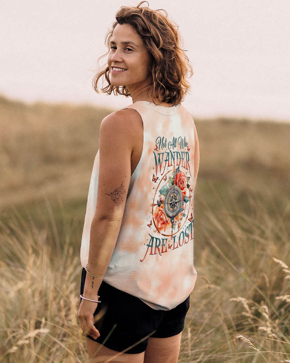 BLISSCORNERS NOT ALL WHO WANDER ARE LOST COMPASS ALL OVER PRINT