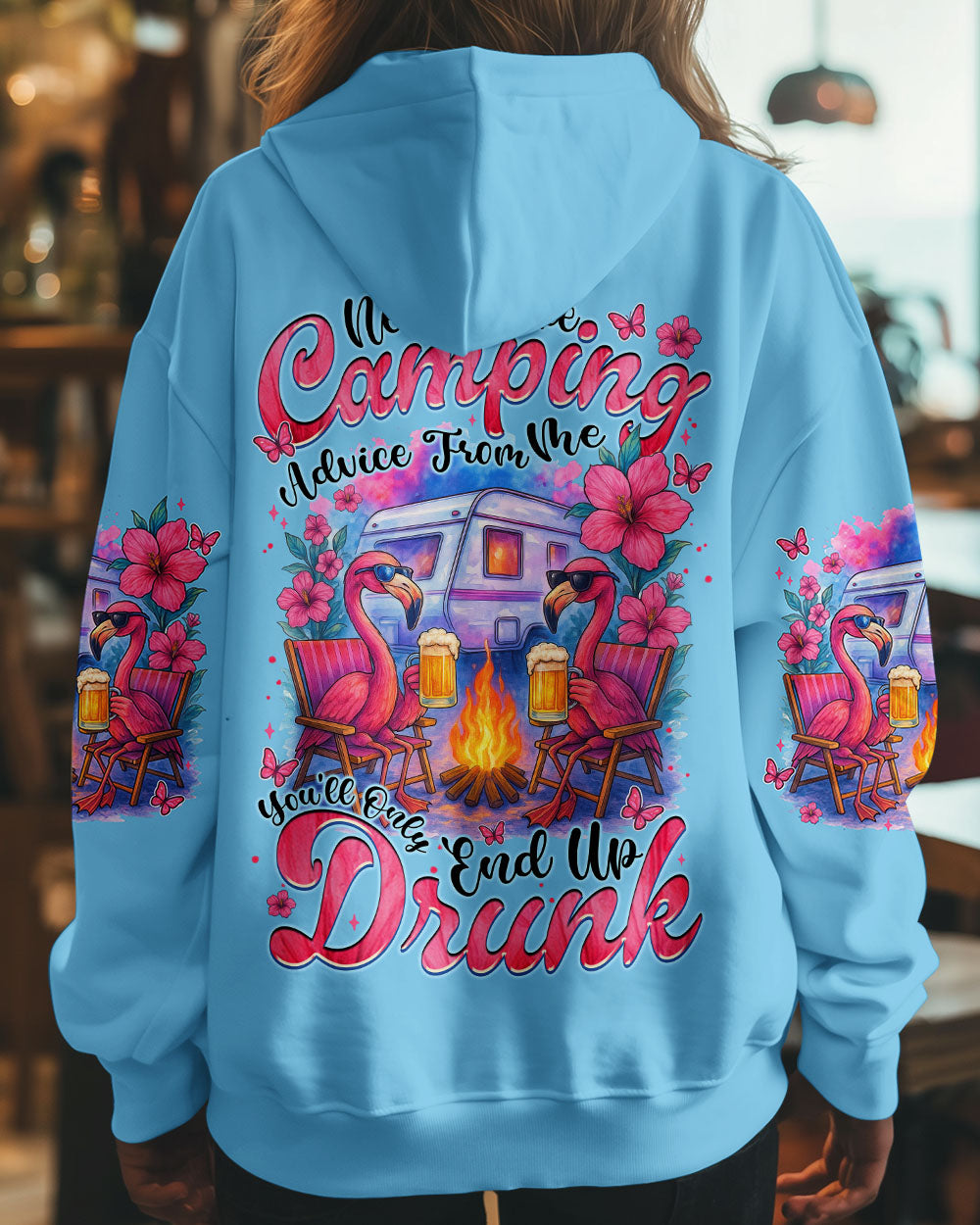 BLISSCORNERS NEVER TAKE CAMPING ADVICE FROM ME FLAMINGO ALL OVER PRINT
