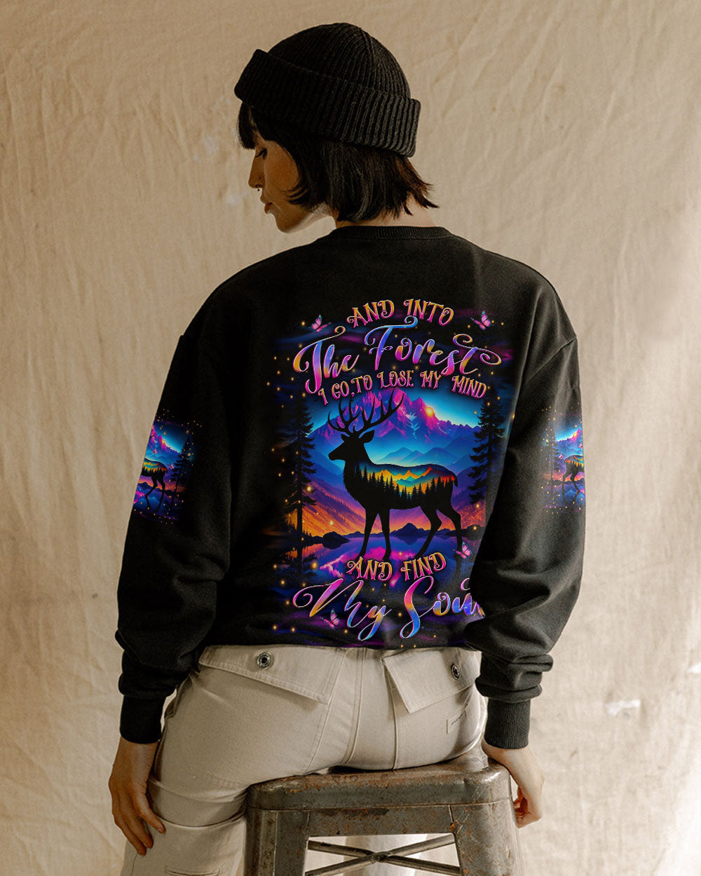 BLISSCORNERS AND INTO THE FOREST I GO DEER ALL OVER PRINT